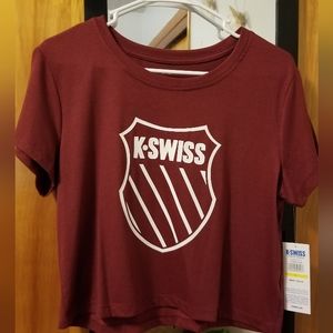 New K-Swiss Tee, size L, color Maroon